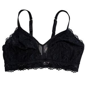 SAVAGE X FENTY Floral Lace Triangle Bralette Women’s Plus 2X Black Wireless NEW